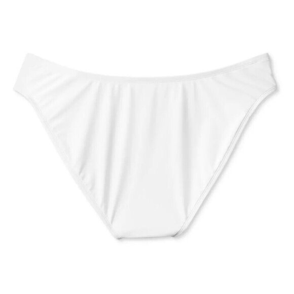 Wild Fable 1X 17-18 White Scoop Front Ultra High Leg Cheeky Bikini Swim Bottom - Picture 4 of 7